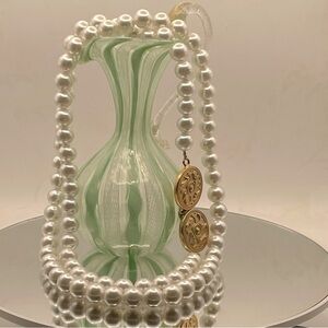 Salvatore Ferragamo Italy Pearl Necklace Iconic Shoes 18K Yellow GP